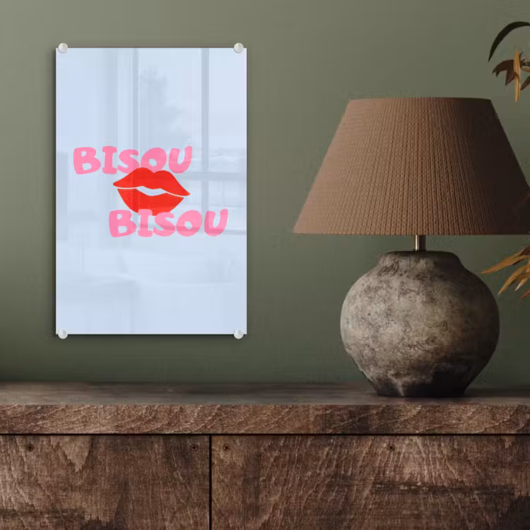 Glas schilderij - Lippen - Bisou - Blauw — 4