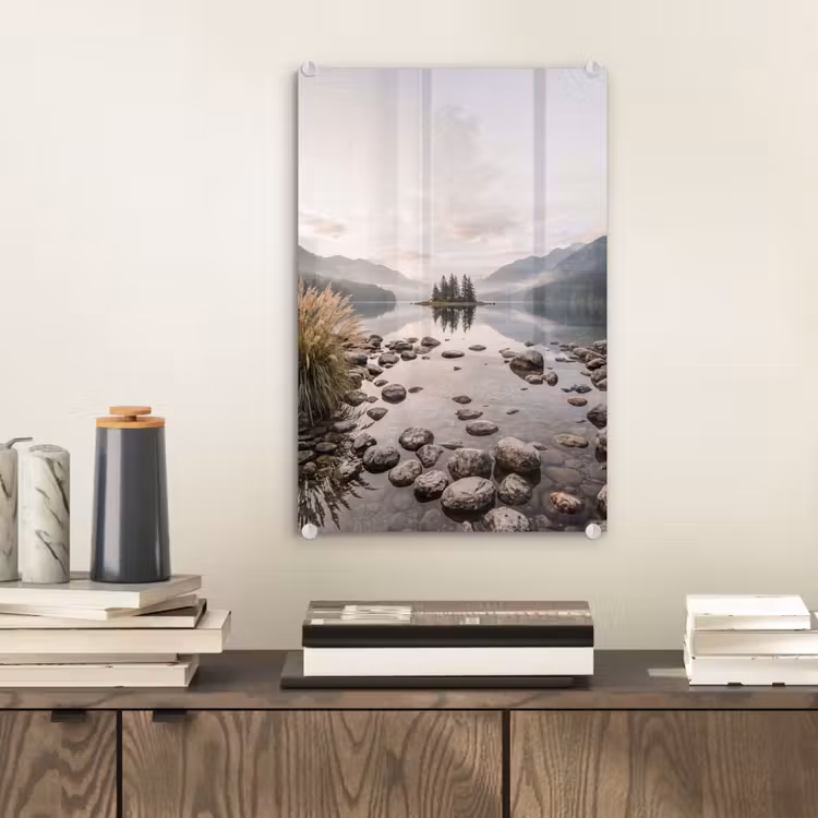 Glas schilderij - Meer - Bergen - Landschap - Groen — 2