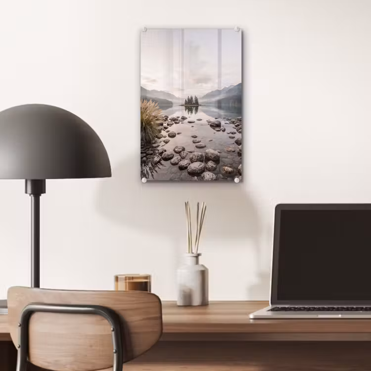 Glas schilderij - Meer - Bergen - Landschap - Groen — 7