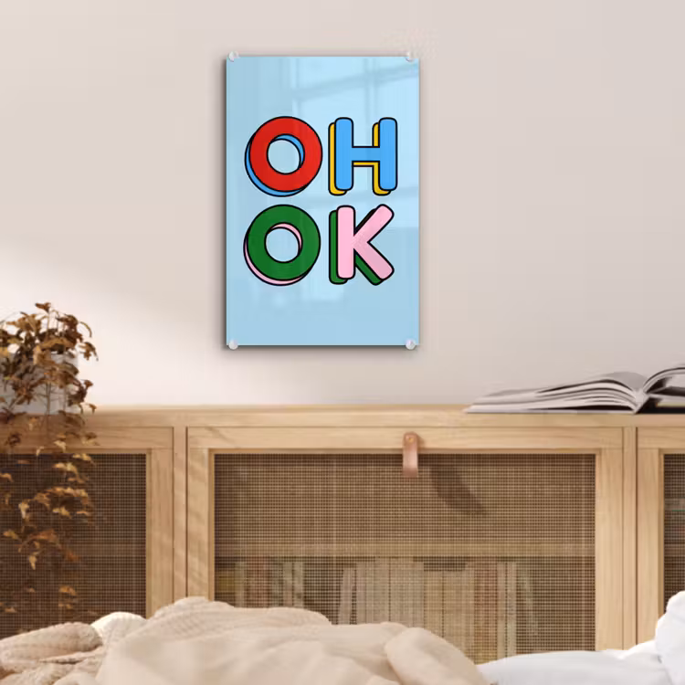 Glas schilderij - Oh ok - Blauw - Kleurrijk — 5