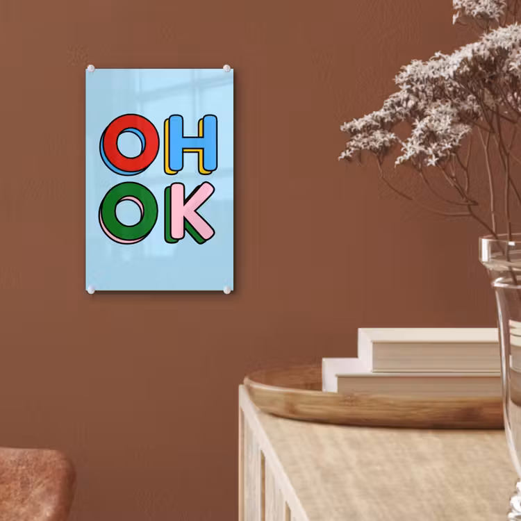 Glas schilderij - Oh ok - Blauw - Kleurrijk — 6