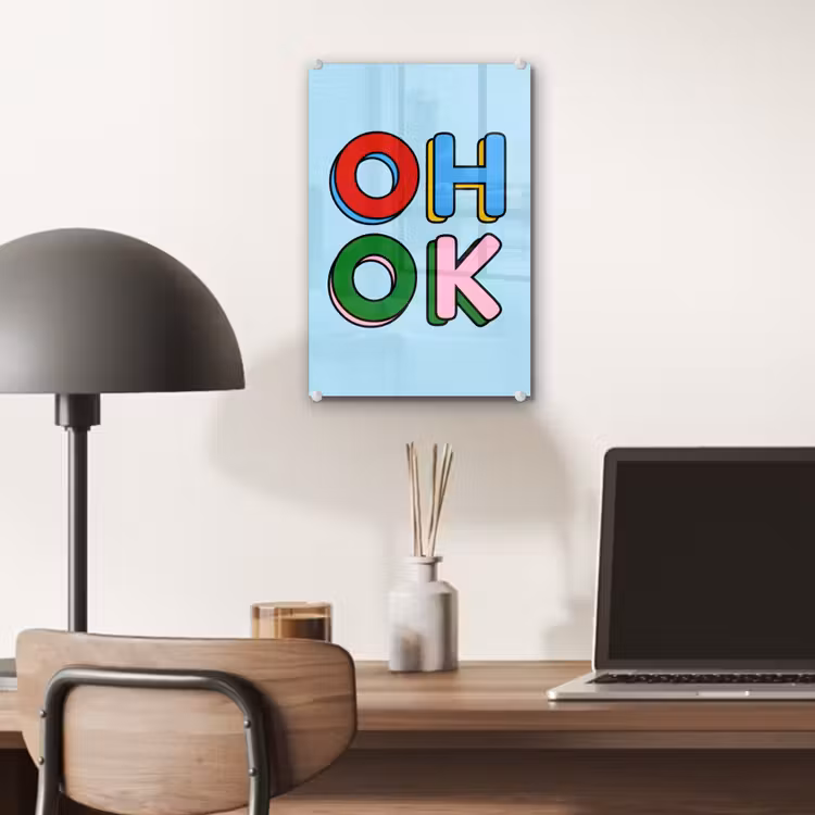 Glas schilderij - Oh ok - Blauw - Kleurrijk — 7