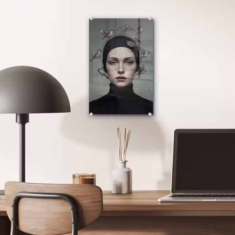 Glas schilderij - Portret - Vogels - Zwart — 7