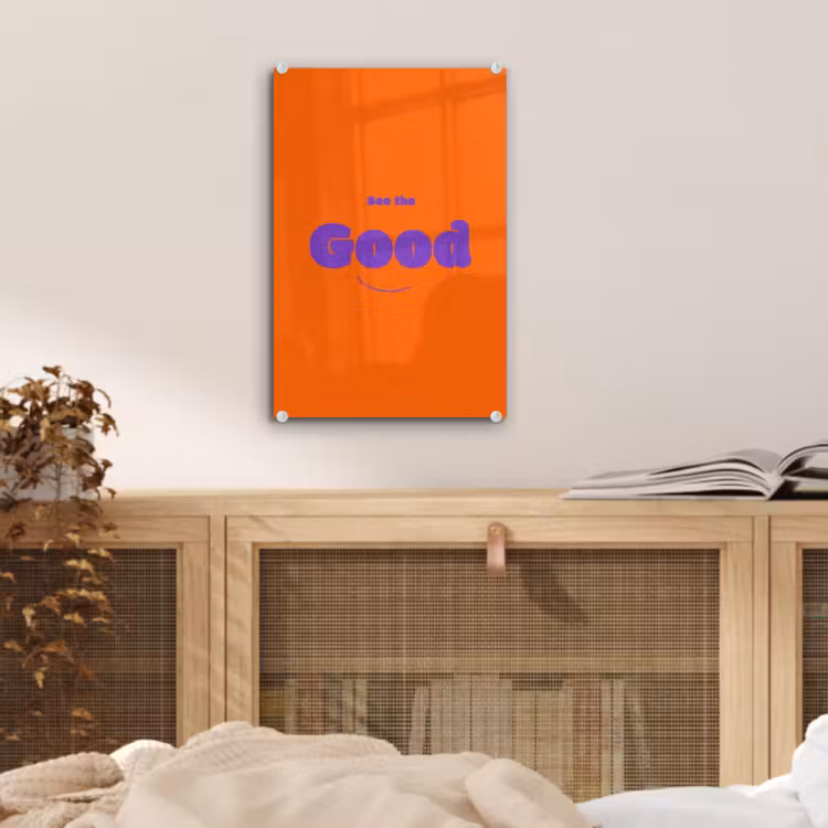 Glas schilderij - See the good - Paars - Oranje - Smiley — 5