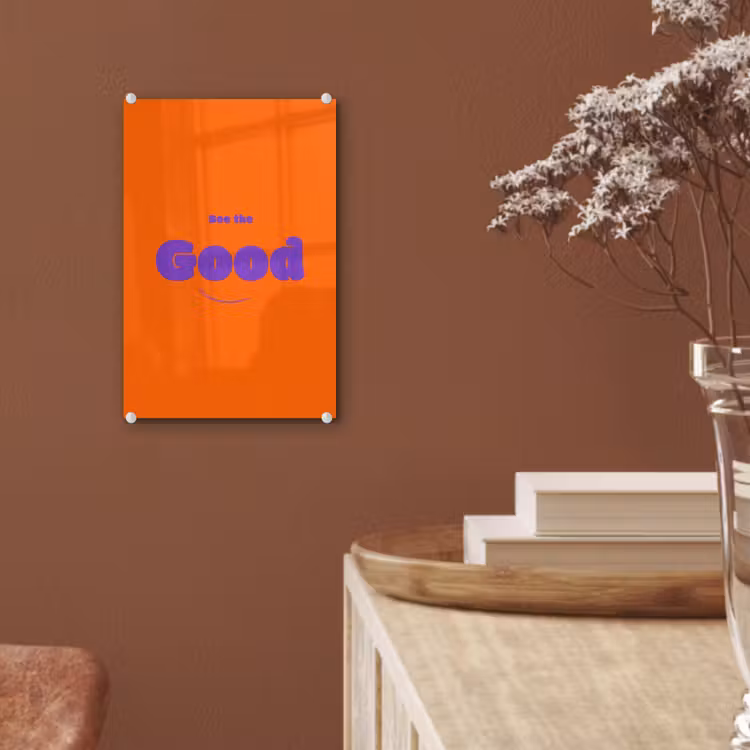 Glas schilderij - See the good - Paars - Oranje - Smiley — 6