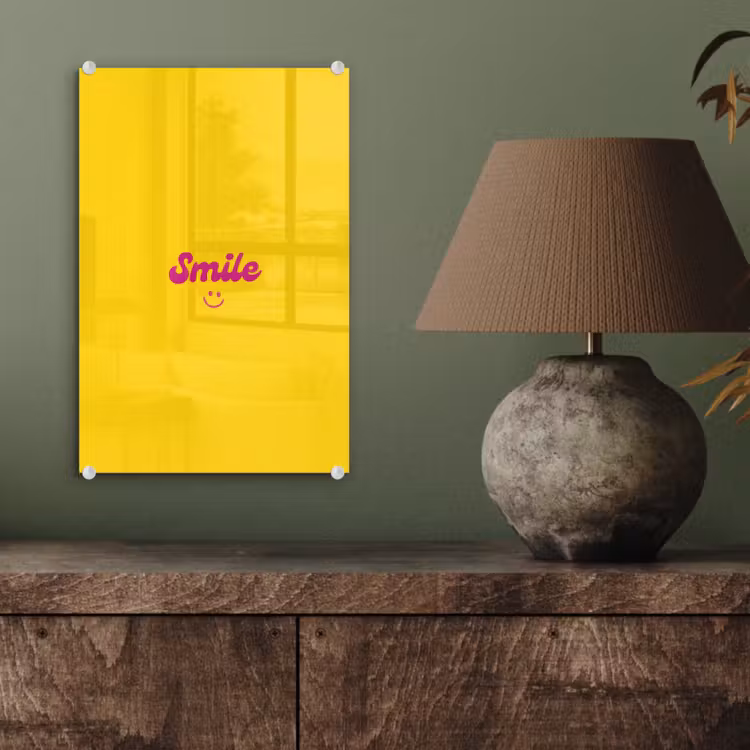 Glas schilderij - Smile - Geel - Roze — 4