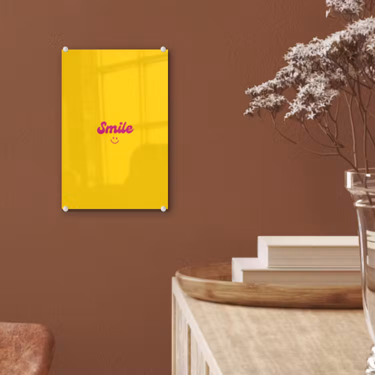 Glas schilderij - Smile - Geel - Roze — 6