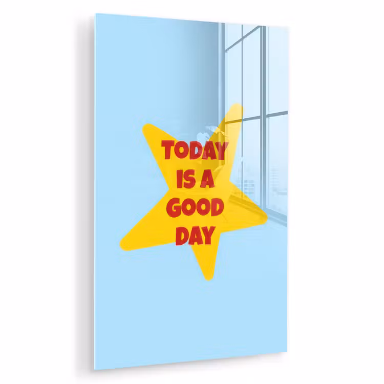 Glas schilderij - Ster - Today is a good day - Blauw — 1