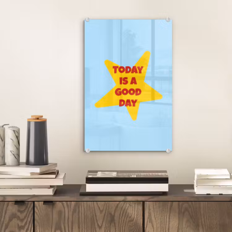 Glas schilderij - Ster - Today is a good day - Blauw — 2