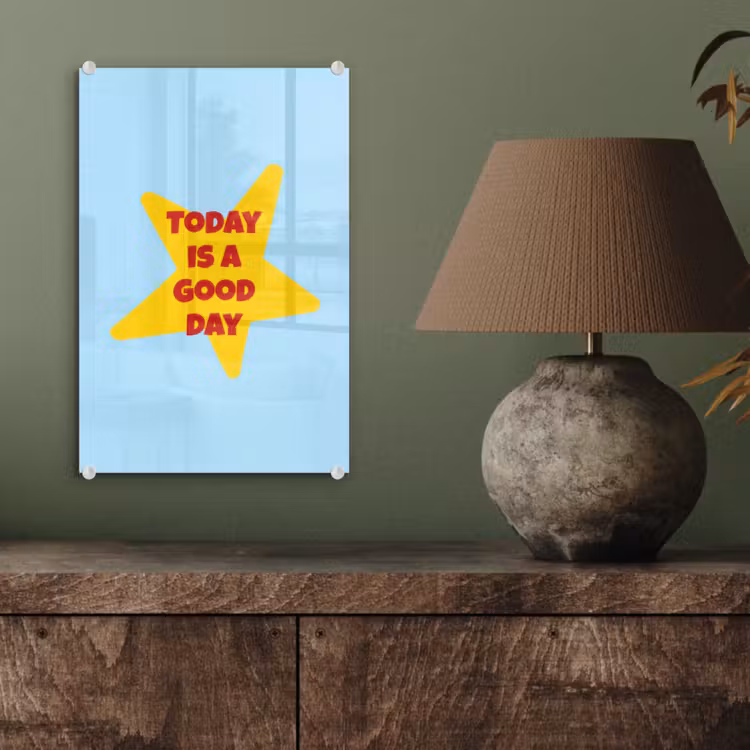 Glas schilderij - Ster - Today is a good day - Blauw — 4
