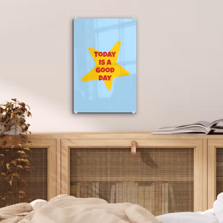 Glas schilderij - Ster - Today is a good day - Blauw — 5