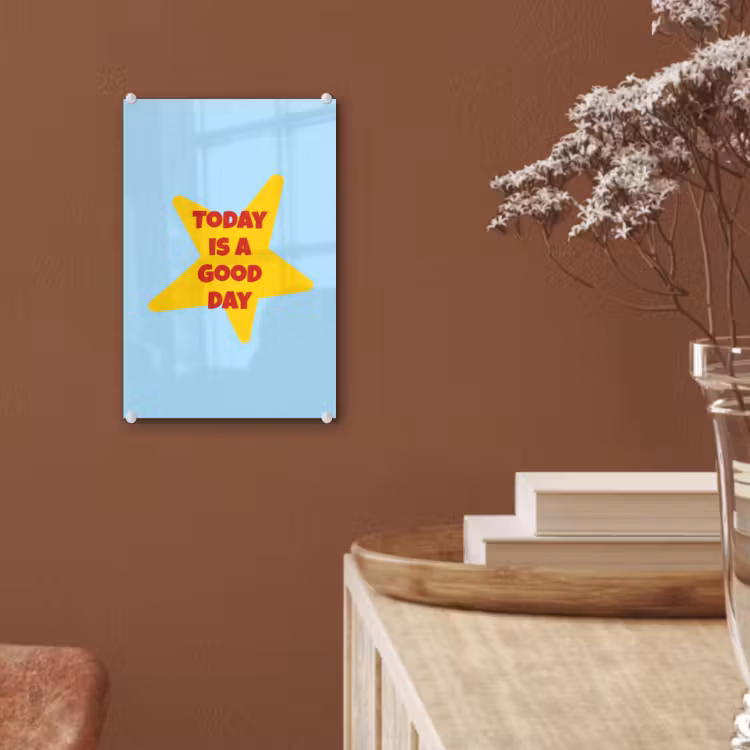 Glas schilderij - Ster - Today is a good day - Blauw — 6