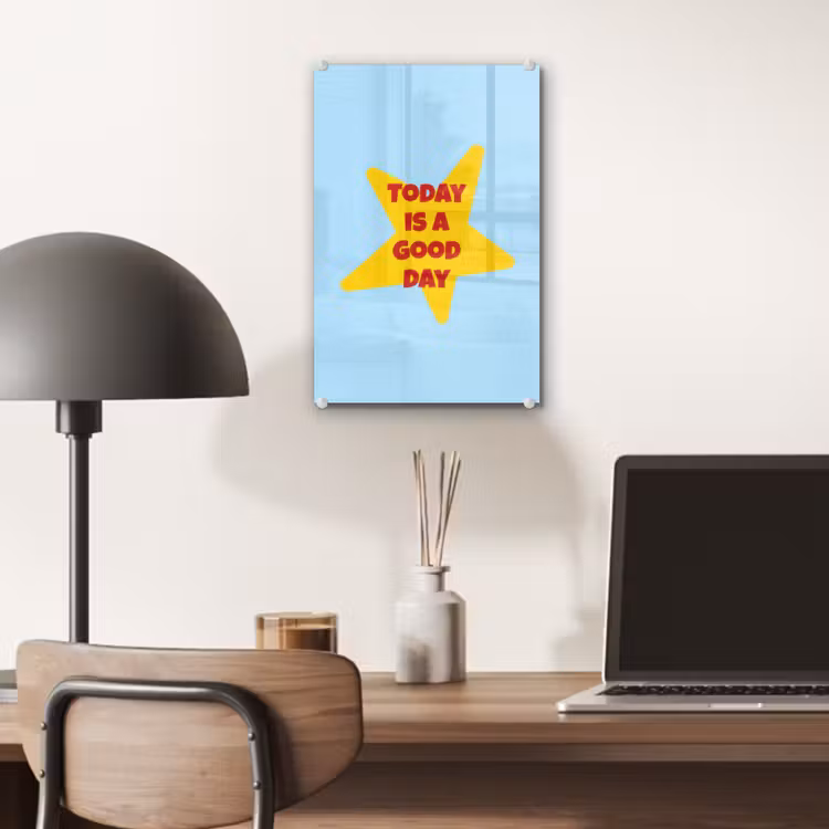 Glas schilderij - Ster - Today is a good day - Blauw — 7
