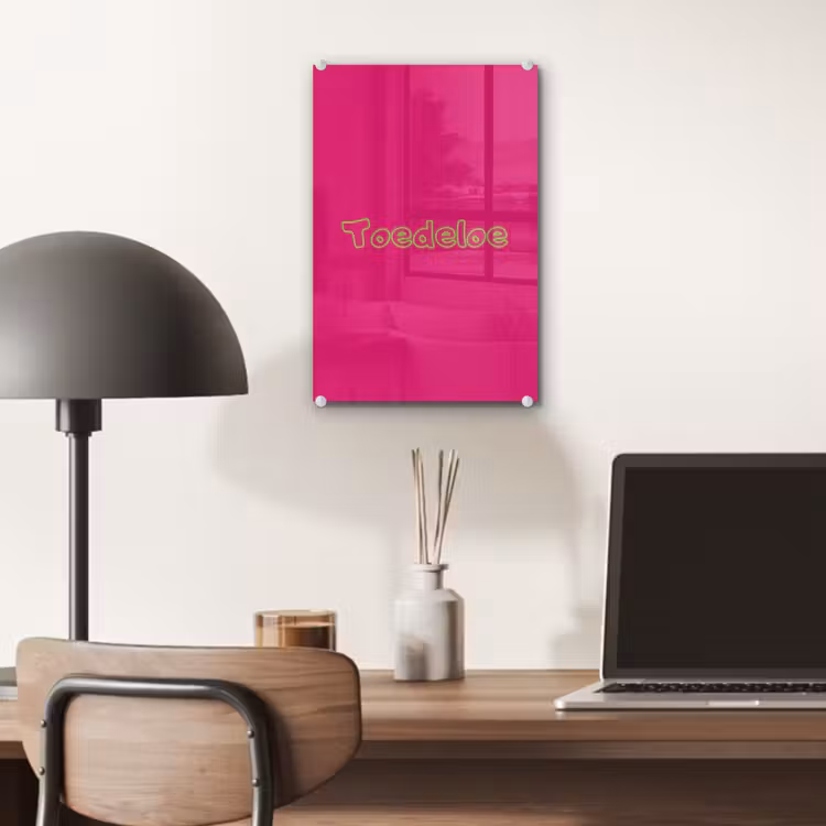 Glas schilderij - Toedeloe - Groen - Roze — 7