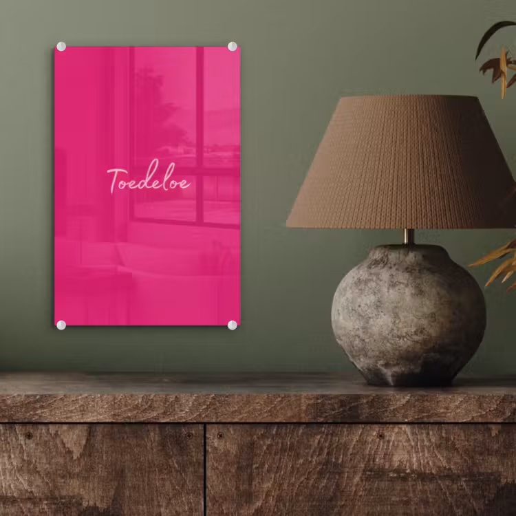 Glas schilderij - Toedeloe - Roze — 4