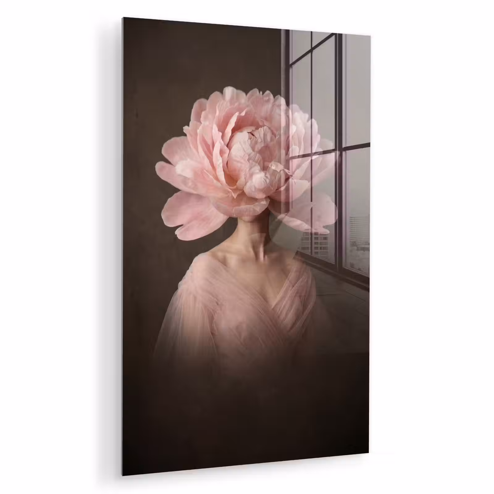 Glas schilderij - Gezicht - Roos - Roze — 1