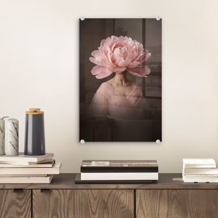 Glas schilderij - Gezicht - Roos - Roze — 2
