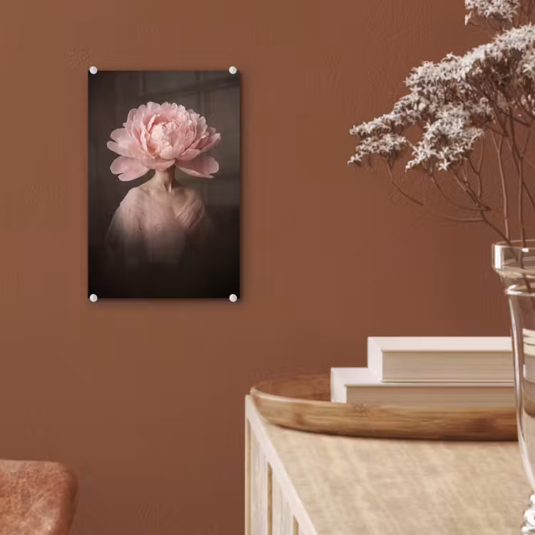 Glas schilderij - Gezicht - Roos - Roze — 6