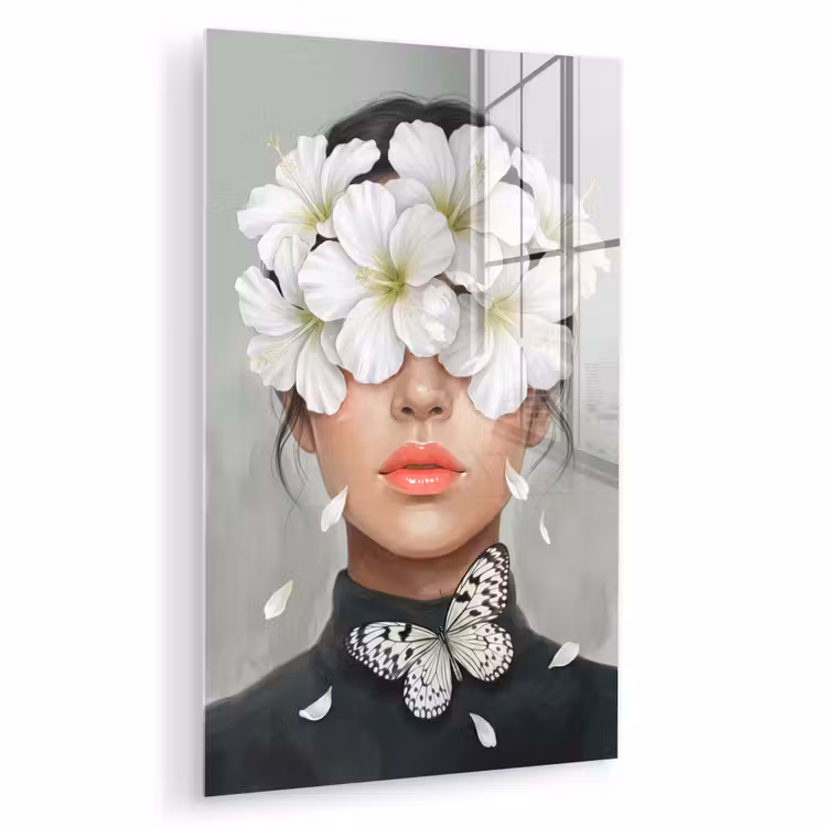 Glas schilderij - Lelies - Portret - Wit — 1