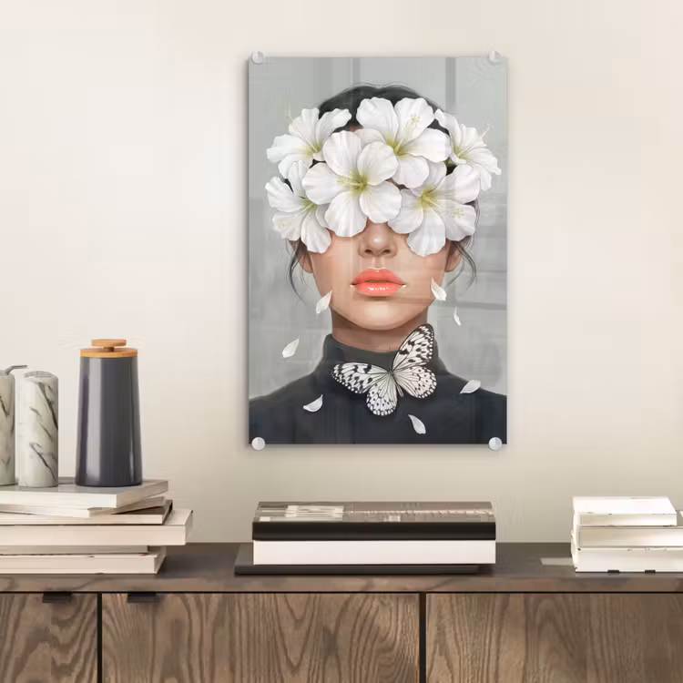Glas schilderij - Lelies - Portret - Wit — 2