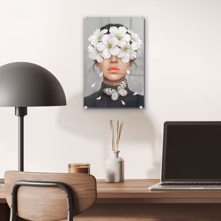 Glas schilderij - Lelies - Portret - Wit — 7
