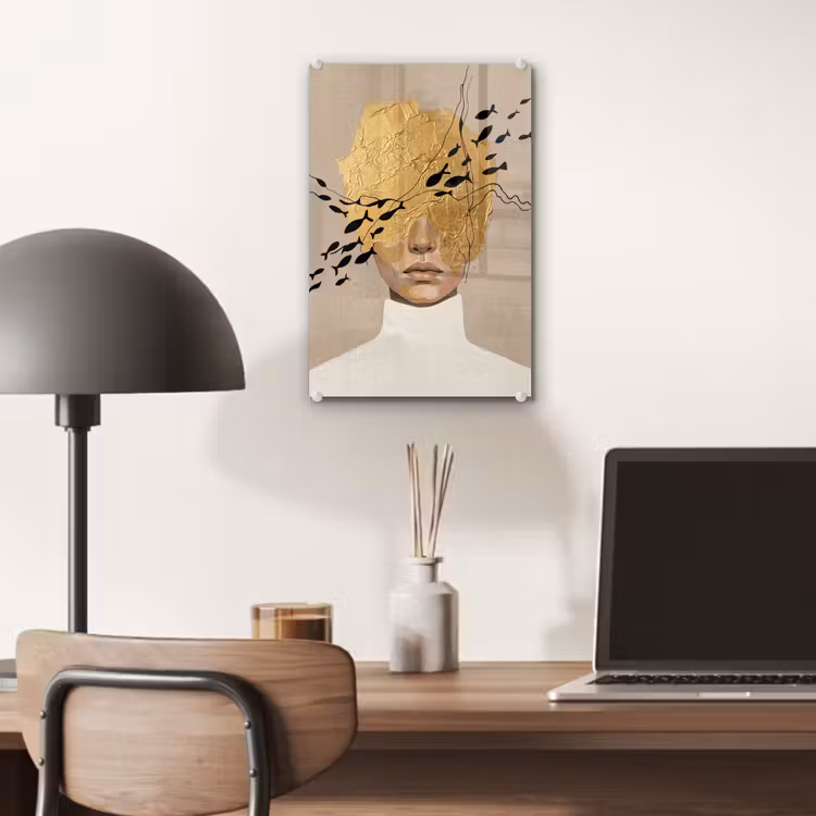 Glas schilderij - Modern - Vrouw - Goud — 7