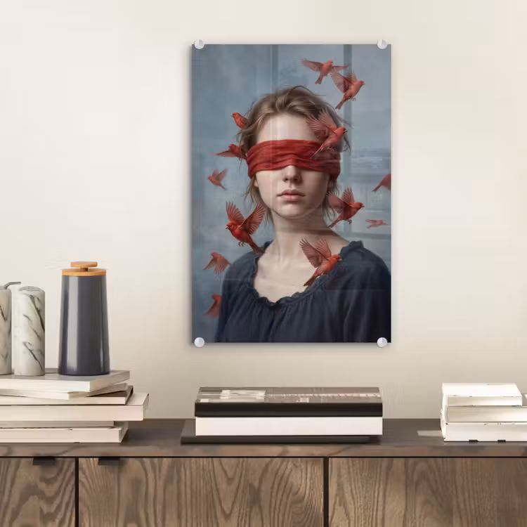 Glas schilderij - Portret - Krachtig - Rood — 2