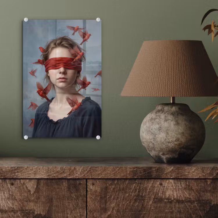 Glas schilderij - Portret - Krachtig - Rood — 4