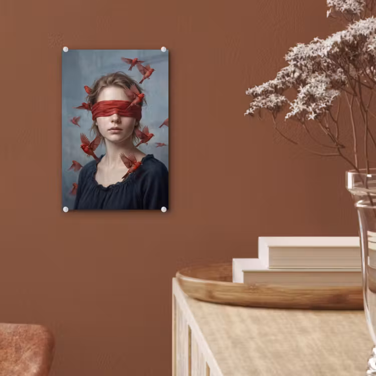 Glas schilderij - Portret - Krachtig - Rood — 6