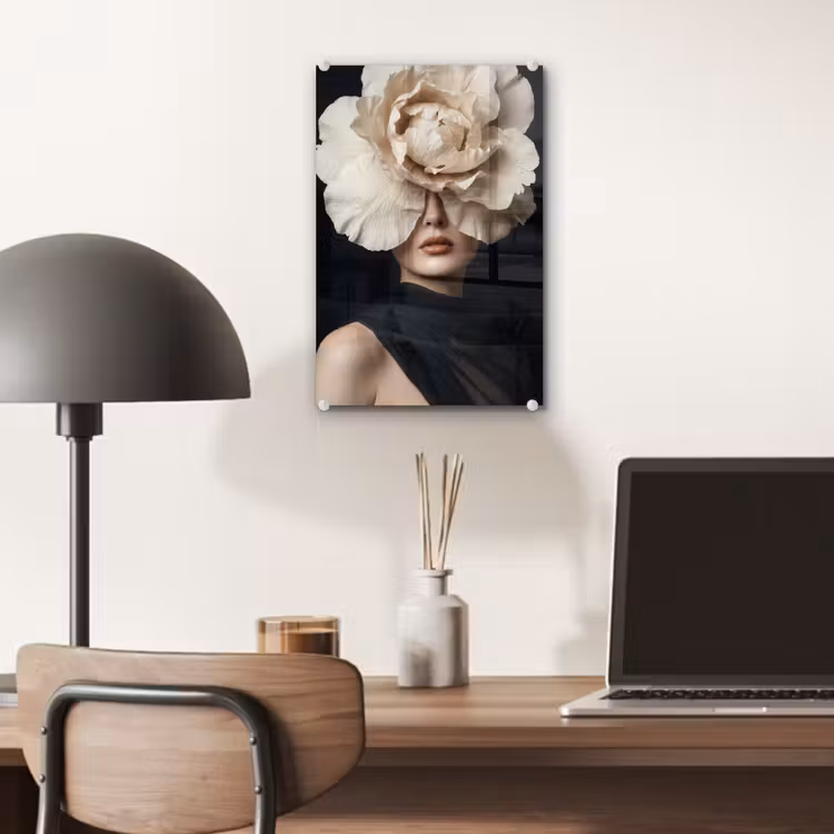 Glas schilderij - Roos - Tijdloos - Zwart — 7