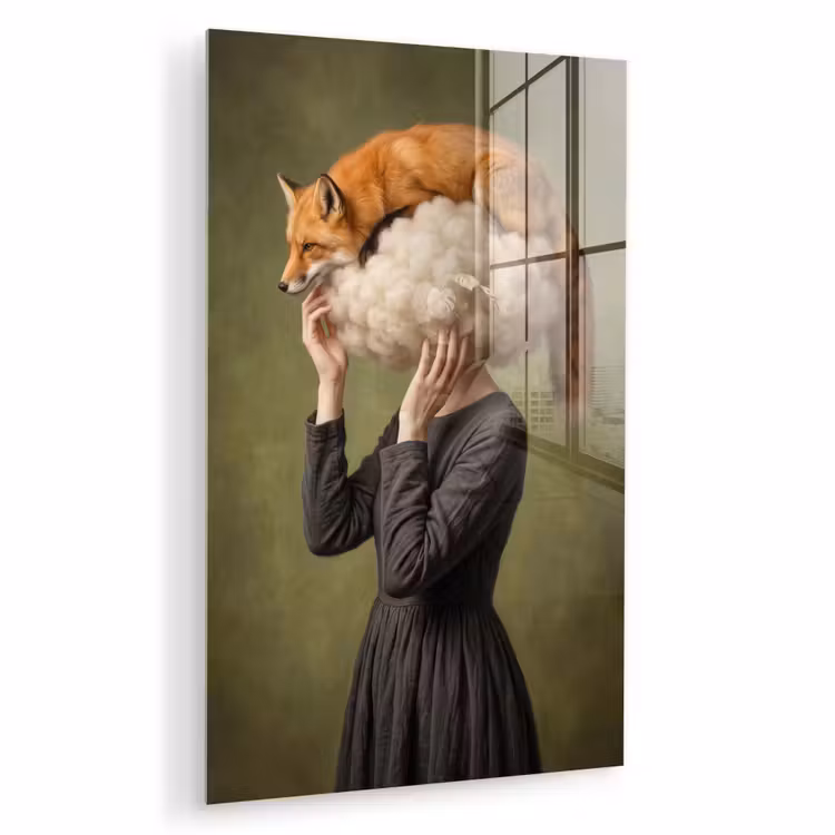 Glas schilderij - Vos - Surrealistisch - Groen — 1