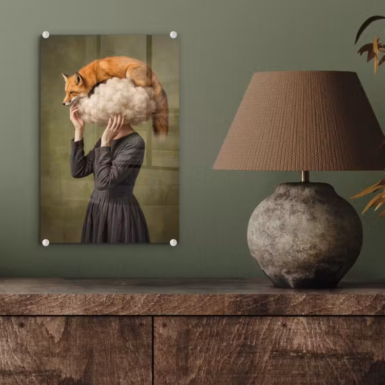 Glas schilderij - Vos - Surrealistisch - Groen — 4