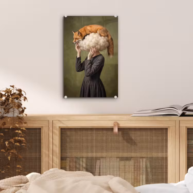 Glas schilderij - Vos - Surrealistisch - Groen — 5