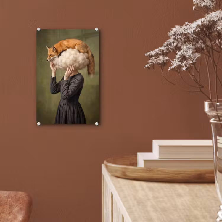 Glas schilderij - Vos - Surrealistisch - Groen — 6