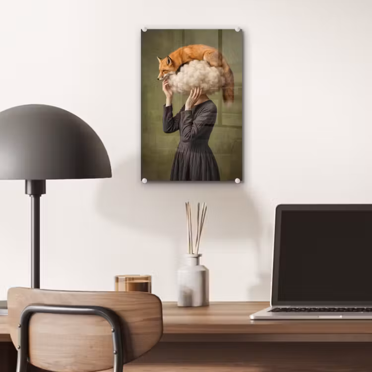 Glas schilderij - Vos - Surrealistisch - Groen — 7
