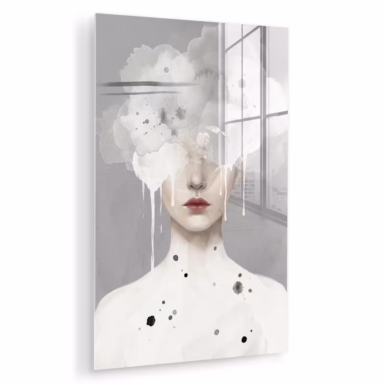 Glas schilderij - Vrouw - Wolk - Grijs — 1