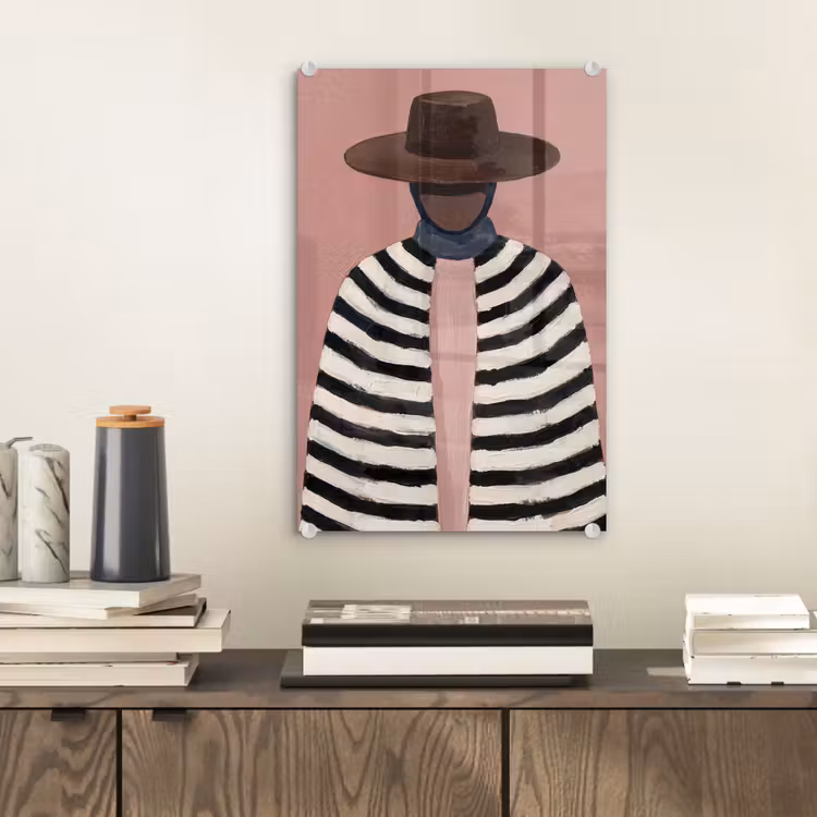 Glas schilderij - Grafisch - Vrouw - Roze — 2