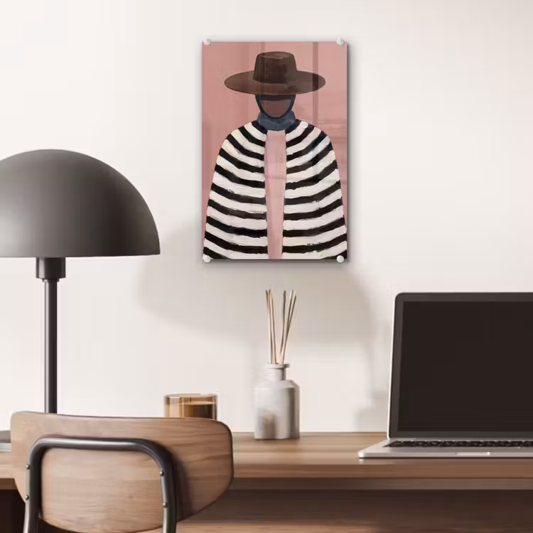 Glas schilderij - Grafisch - Vrouw - Roze — 7