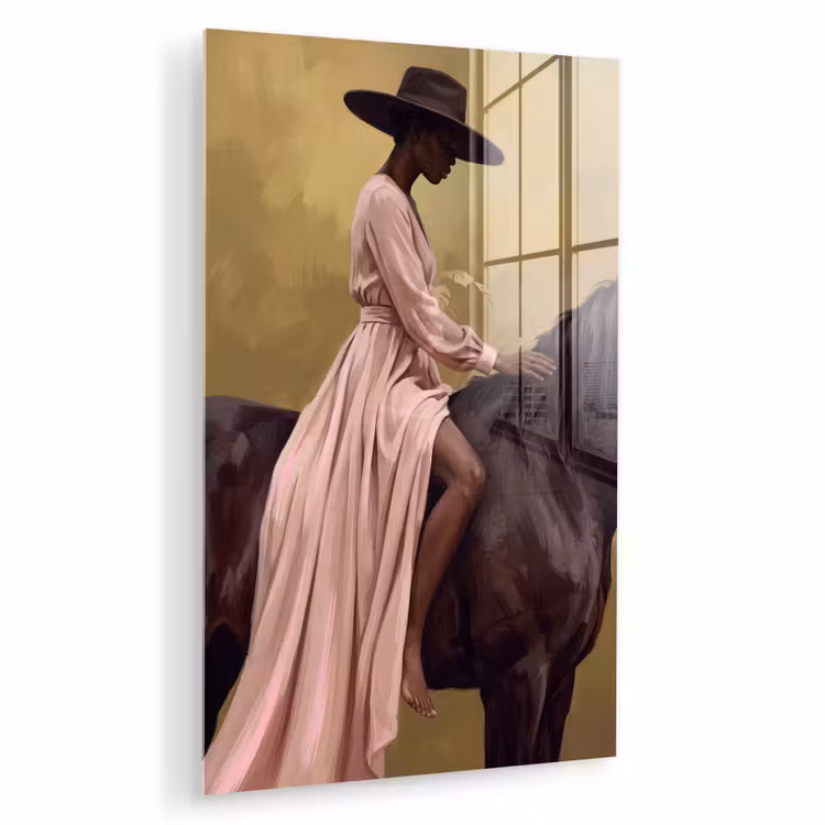 Glas schilderij - Paard - Klassiek - Oker — 1