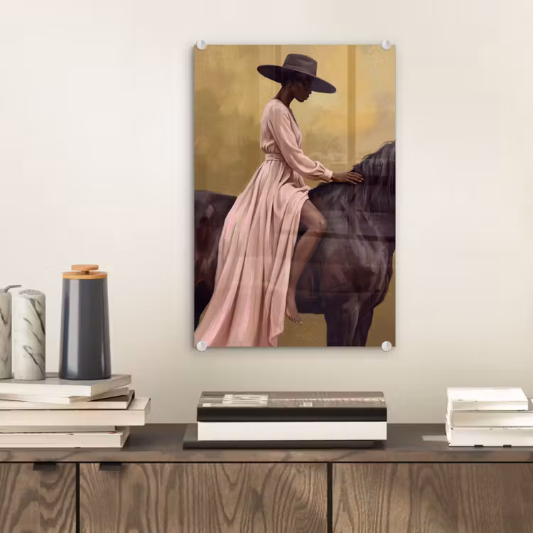 Glas schilderij - Paard - Klassiek - Oker — 2