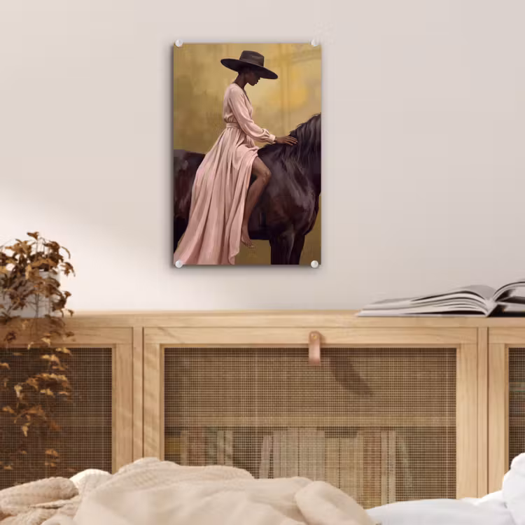Glas schilderij - Paard - Klassiek - Oker — 5