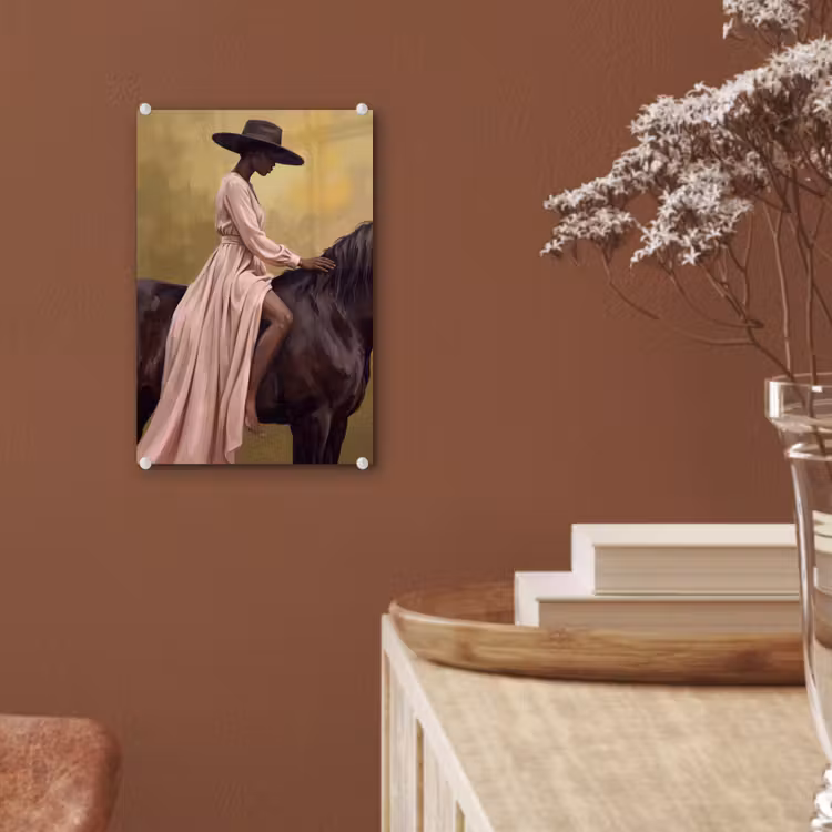 Glas schilderij - Paard - Klassiek - Oker — 6