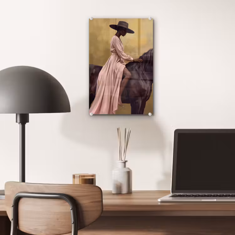 Glas schilderij - Paard - Klassiek - Oker — 7
