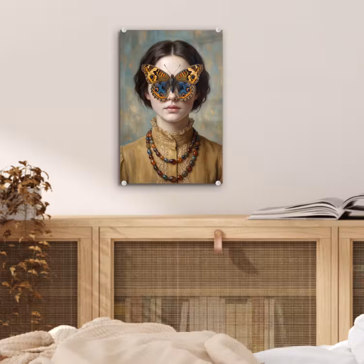 Glas schilderij - Portret - Vlinder - Kleurrijk — 5