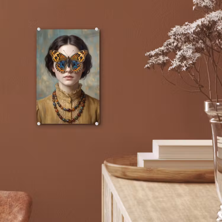 Glas schilderij - Portret - Vlinder - Kleurrijk — 6