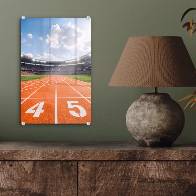 Glas schilderij - Sintelbaan - Stadion - Sport -Oranje — 4