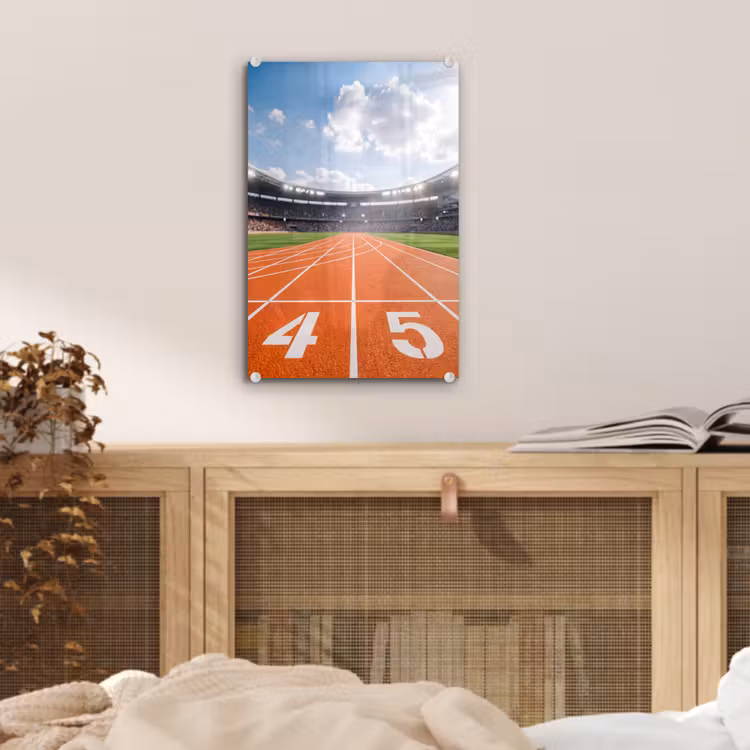 Glas schilderij - Sintelbaan - Stadion - Sport -Oranje — 5