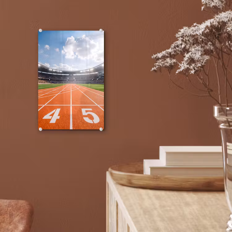 Glas schilderij - Sintelbaan - Stadion - Sport -Oranje — 6