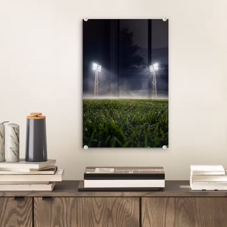 Glas schilderij - Stadion - Lichtmast - Sport - Nacht — 2