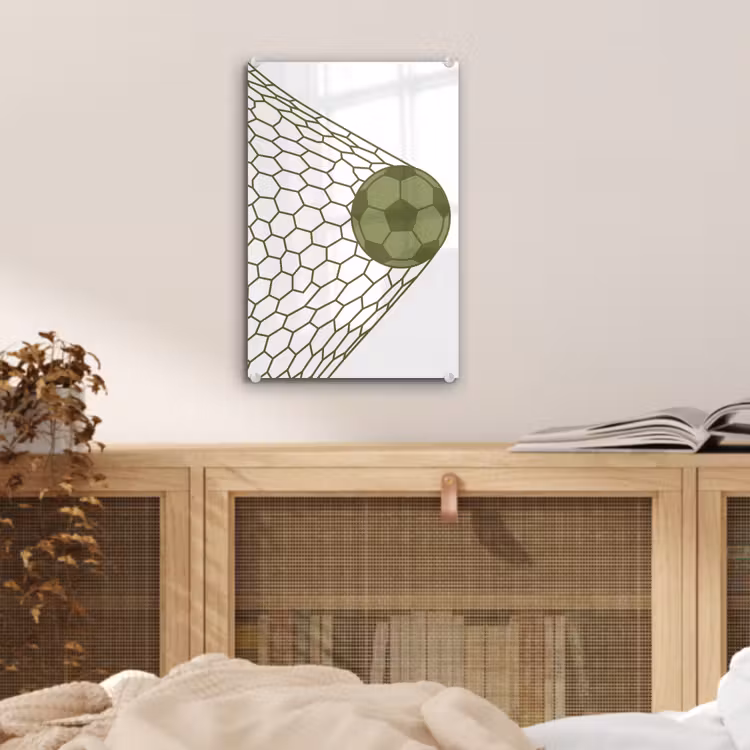Glas schilderij - Voetbal - Goal - Sport - Groen — 5